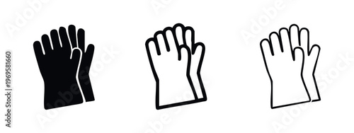 Rubber Cleaning Gloves Icon Set. Protective handwear symbol for hygiene and chores vector illustration.