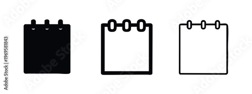 Calendar or planner page icon set.