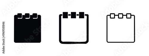 Spiral notebook or notepad icon set.