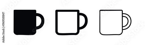 Simple coffee mug or cup icon set.