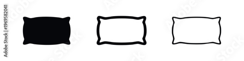 Square pillow icon vector in three different styles, perfect for comfort, sleep, and home decor themes.