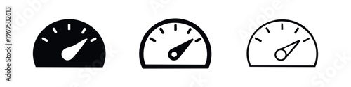 Speedometer Gauge Icon Set. Speed, Performance, and Measurement Symbol in Vector Format.
