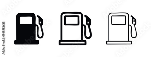 Fuel Pump Icon Collection. Gas Station, Refueling, and Energy Symbol in Vector Format.