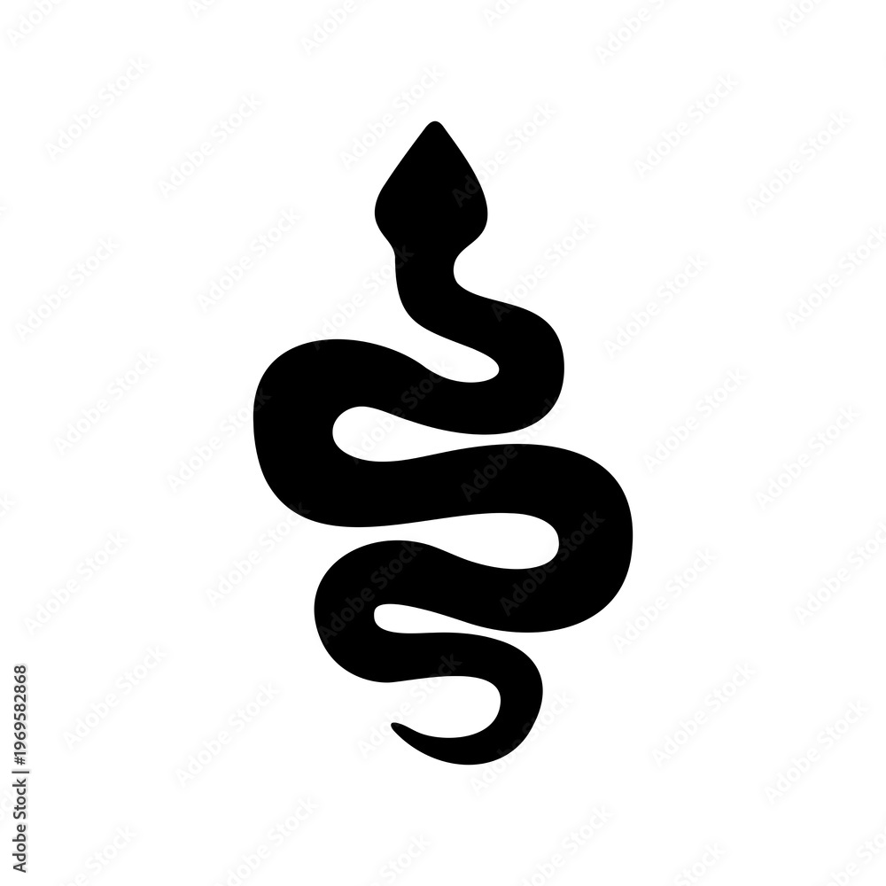 Fototapeta premium Bold Black Snake Silhouette Icon – Minimal Serpent Symbol for Logo, Tattoo, and Modern Graphic Design