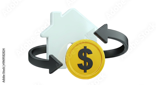 Home ownership and financial exchange icon