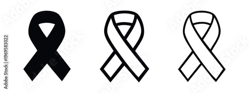 Awareness ribbon symbol for support and various causes in solid and outline styles.