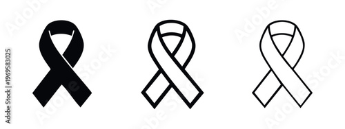 International awareness ribbon icon set representing various health and social causes.