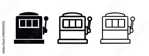 Slot machine icon set in hand drawn style. Casino gambling game symbol.