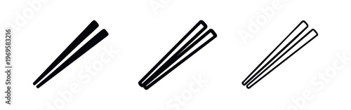 Horizontal Chopsticks Icon Set - Culinary Eating Tools