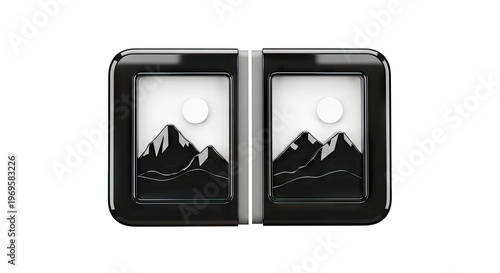 Pair of identical mountain landscape icons