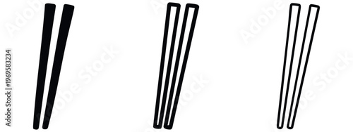 Vertical Chopsticks Icon Set - Traditional Asian Dining Utensils