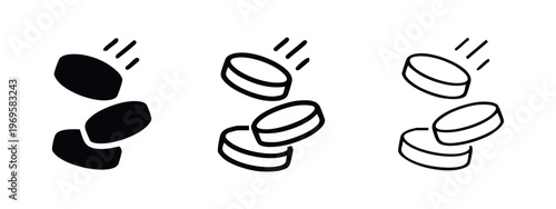 Falling or Stacking Pucks / Coins Icon Set