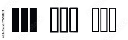 Three Vertical Bars Menu or Volume Icon Set