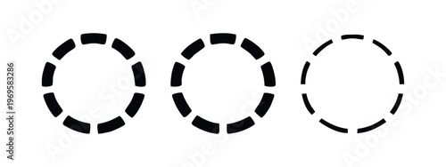 Broken or Segmented Circle Progress Indicator Icon Set