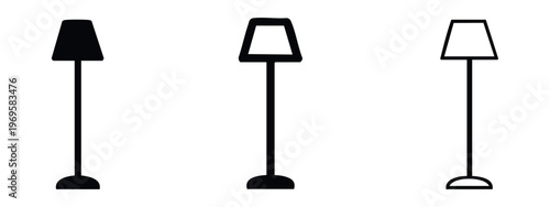 Floor lamp icon set. Modern standing lamp for home lighting and interior design.