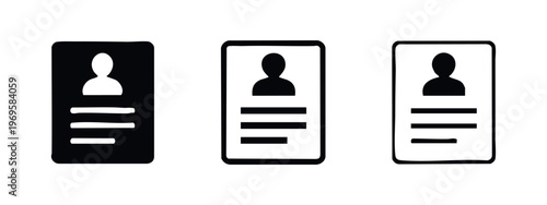 ID card or user profile icon set, identity document and personal information symbols