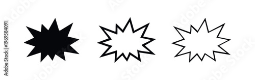 Explosion or starburst graphic icon set, comic book effect and surprise symbols