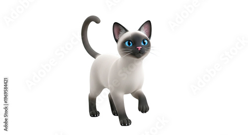 3D Render of a Siamese Cat