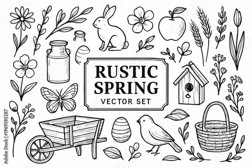 Following your rules vector logo set for rustic spring garden designs, suitable for creative projects, branding, and marketing materials.