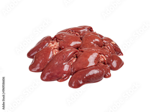 Canvastavla Fresh raw chicken livers isolated on white background.