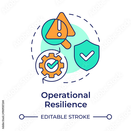 Operational resilience multi color concept icon. Recover from disruption. Benefit of business continuity plan. Round shape line illustration. Abstract idea. Graphic design. Easy to use in booklet