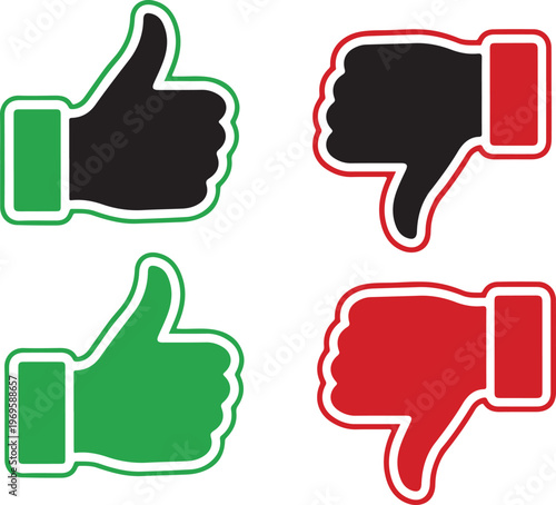 Thumbs up and thumbs down icons set like dislike hand symbols vector illustration