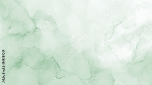 Принти на полотні Soft green watercolour texture with white and light green abstract shapes and fl