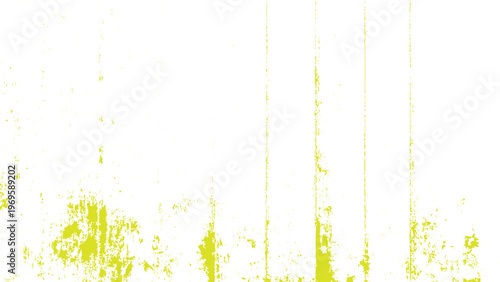 Yellow paint splatters on white background with vertical streaks and smudges abstract texture