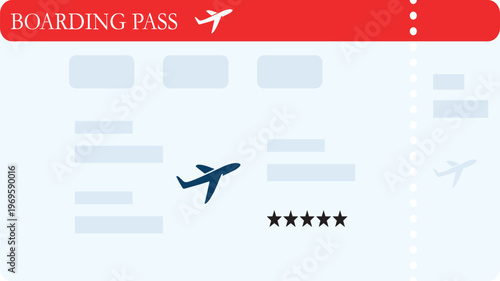 Airline boarding pass ticket template isolated on transparent background