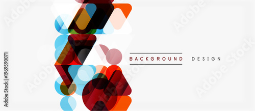 Abstract geometric shapes overlap, creating vibrant color composition. Modern design element for backgrounds, banners, presentations.