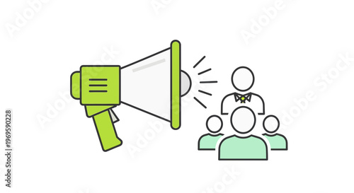 Megaphone Addressing a Group of People.