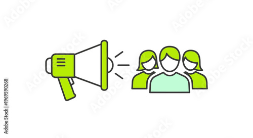 Megaphone Speaking to Three People.