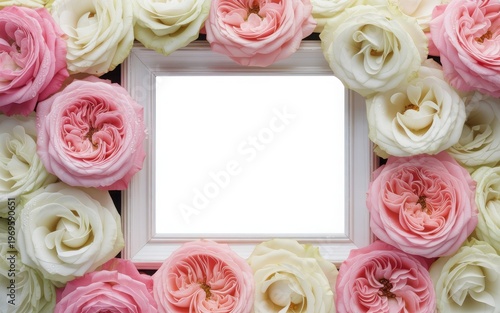 Elegant display of pink roses arranged in a decorative frame setting