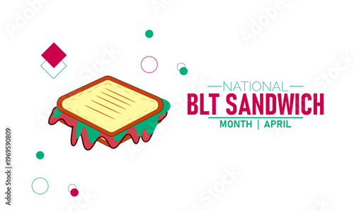 National blt sandwich month with isometric sandwich icon with food month food graphic