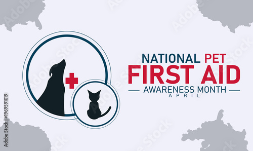 National pet first aid awareness month graphic with pet silhouettes