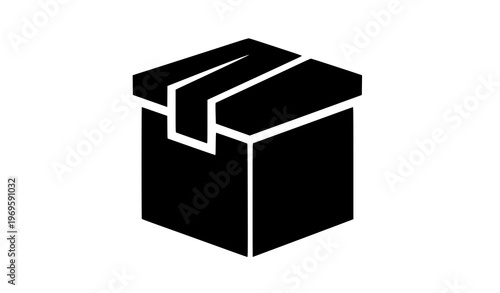 Geometric closed box icon with lid bold minimal packaging symbol vector design isolated