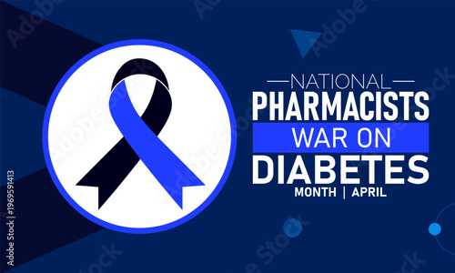 National pharmacists war on diabetes month april ribbon graphic with blood sugar with chronic diseas