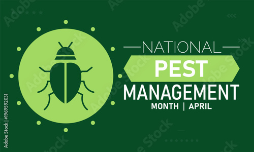 National pest management month april bug icon with pest control with insect icon graphic design