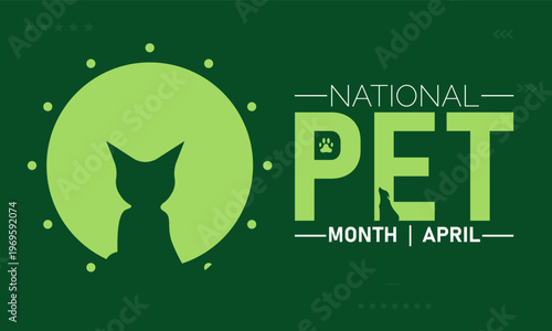 National pet month april cat silhouette with pet owner with care love cat icon