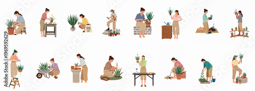 Gardening Moments: An ensemble of individuals engaged in the art of nurturing plants. Capturing the diverse moments of gardening.