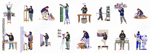 Crafting Dreams, Building Spaces: An array of individuals engaged in home improvement projects, creating and designing.