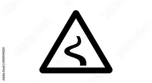 Black and White Curvy Road Warning Traffic Sign Icon
