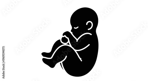 Silhouette of a Sleeping Baby in Fetal Position