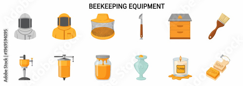 Beekeeping tools and equipment collection.