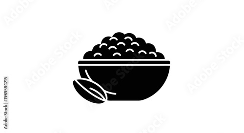 Black Silhouette of Bowl Filled with Coffee Beans and Coffee Pod