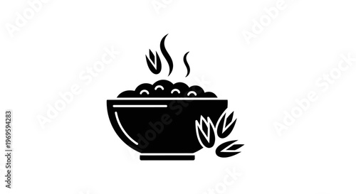 Hot Steaming Bowl of Food with Flames Icon
