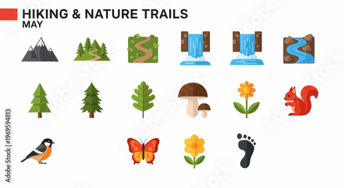 Hiking trail footprints in nature outdoors.