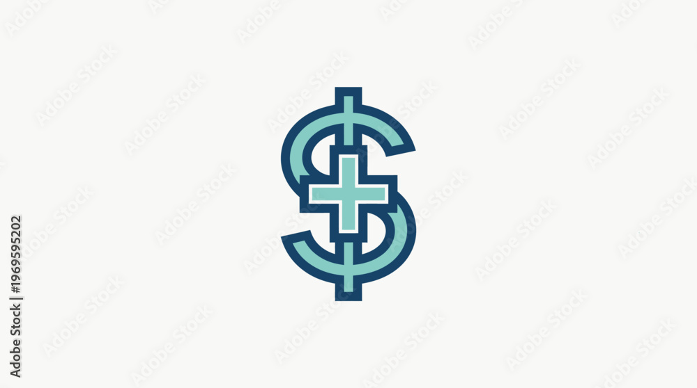 Obraz premium Medical Dollar Sign Logo on White Background