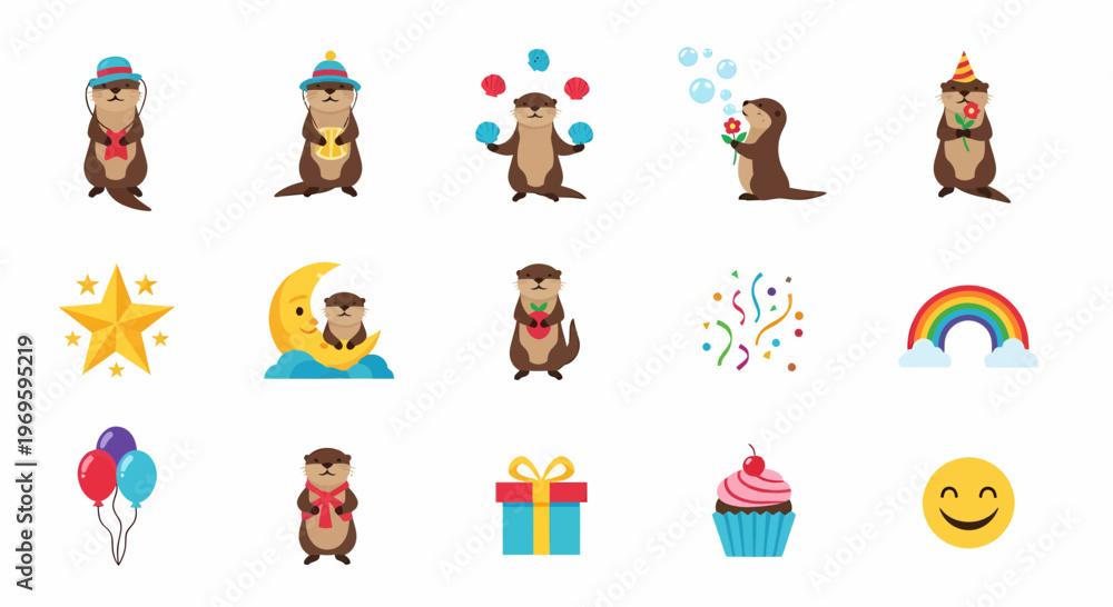 Fototapeta premium Mole character in various happy scenes.