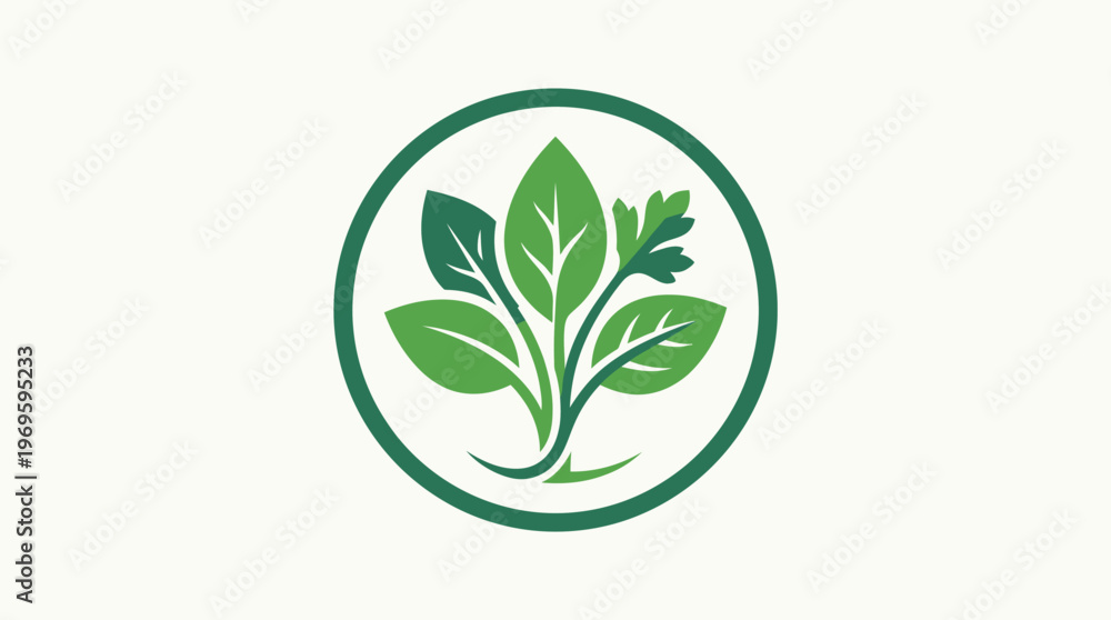 Obraz premium Green Leaves Inside Circle Logo